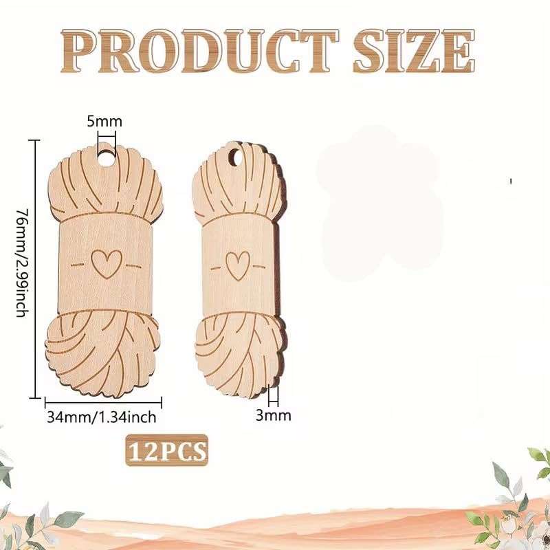 12 Pcs Wooden Blank Yarn Peg Set – Thread Winding Boards with Iron Ring for Knitting