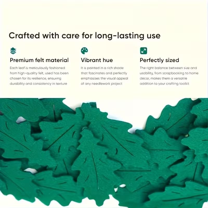 Green Felt Leaves for Scrapbooking & Crafts | Artificial Faux Leaves