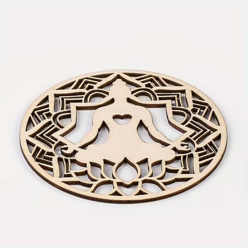 5 Pcs Seven Chakra Wooden Coasters | Laser Engraved MDF Coaster Set for Water Cups & Pots Spiritual