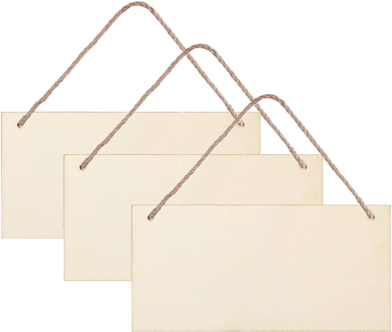 Haoser 15 Pcs Unfinished Wood Sign Blank Wood Blanks Wooden Plaque for Craft Oval Hanging Wood Sign 9 x 6 in Rectangle Shaped Wood Plaque Wood Ornaments Wood Slices for DIY Painting Writing Decoration - Haoser