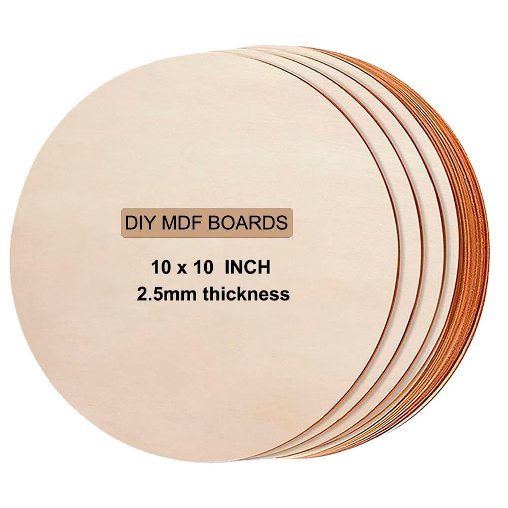Haoser Round Circle MDF Pine Wood 2.5mm Thick 4 inch MDF Board for Art and Craft Unfinished Round Wood Slices for Resin Art, Mandala Art,Pyrography, Painting (3 INCH, Set of 10) - Haoser