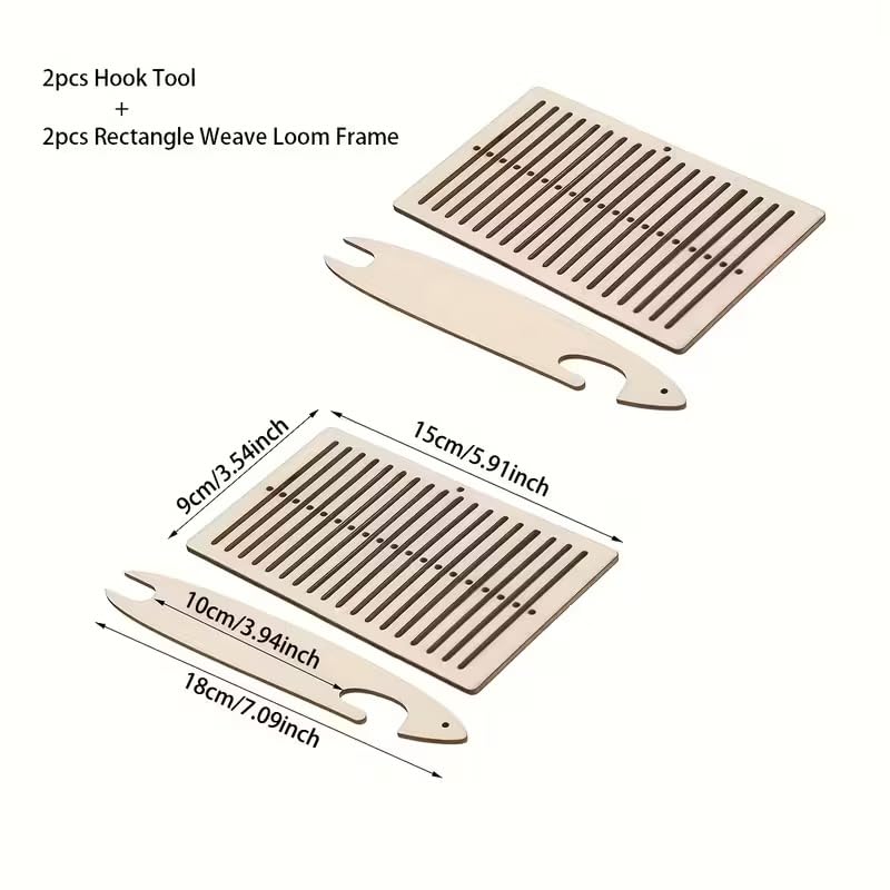 4 Pcs Pine MDF Weaving Loom Kit Wooden DIY Weaving Tool