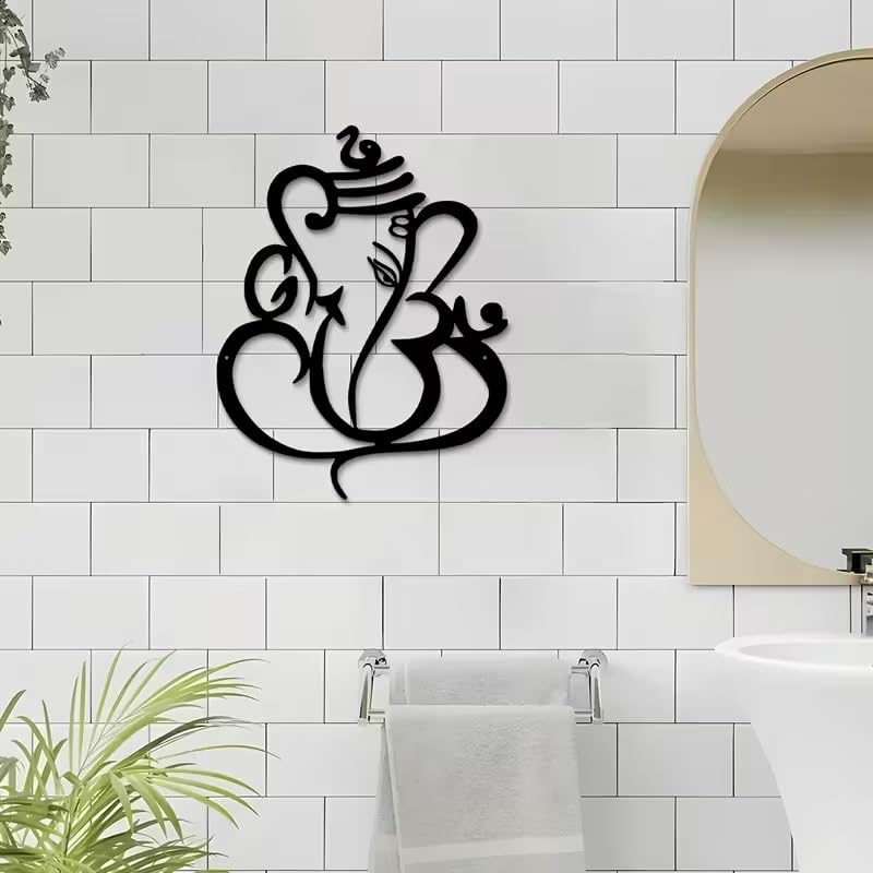 Ganesha Wooden Wall Art Hindu God Ganesha Decor | Modern Indian Spiritual Wall Hanging for Home, Office, Temple