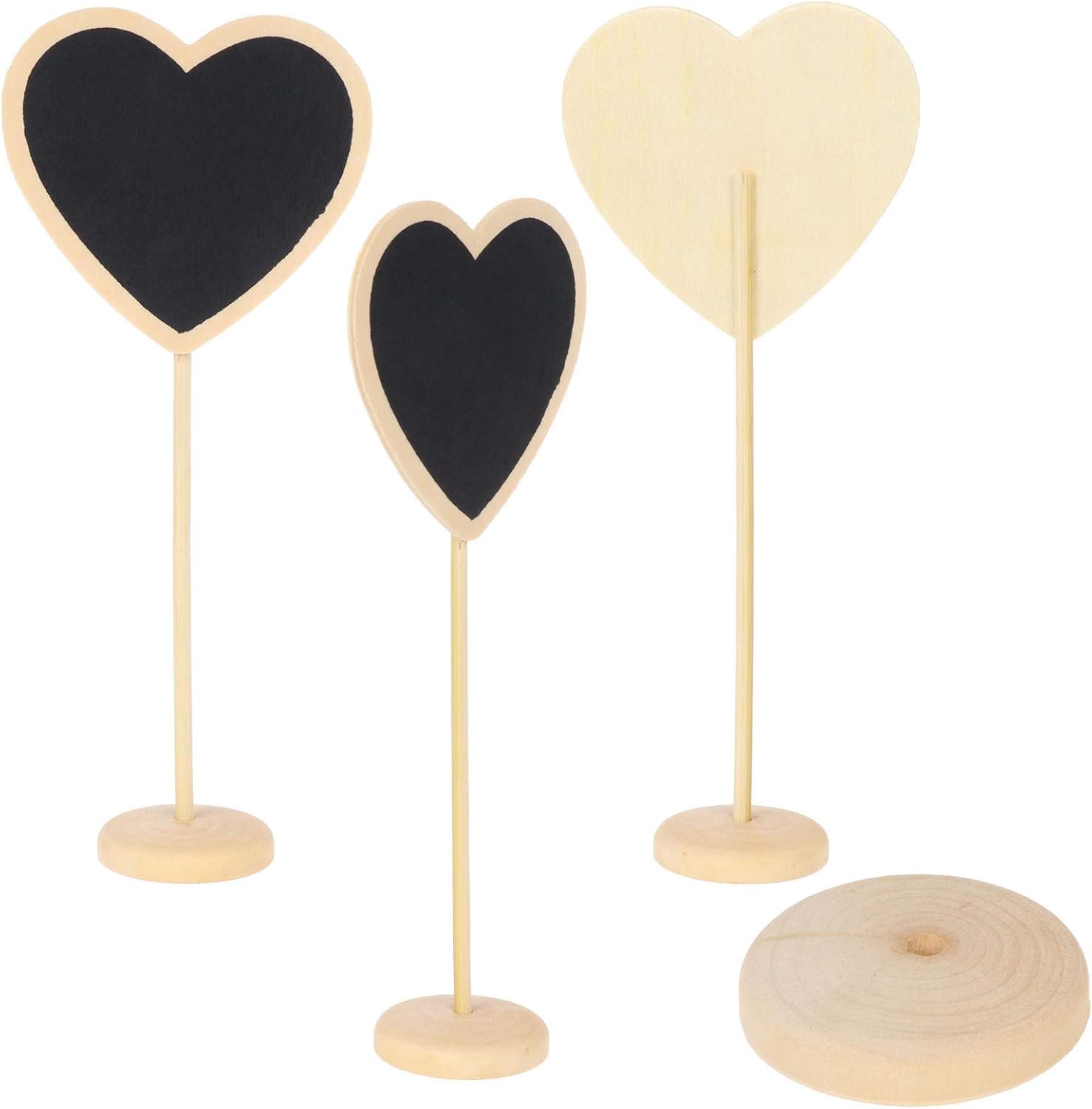 12 Pcs Mini Heart Chalkboards with Stand | Wooden Blackboard Signs for Wedding, Birthday Party, Table Numbers, Food Labels & Special Event Decoration (4.1 x 2.7 Inch)