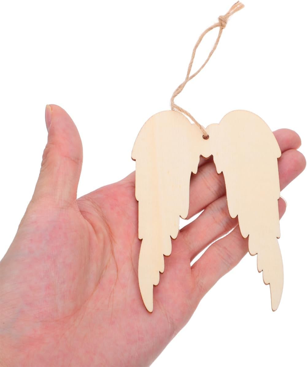 20 Pcs Angel Wings MDF Wooden Cutouts for DIY Craft | Unfinished Wood Angel Wing Shapes for Painting