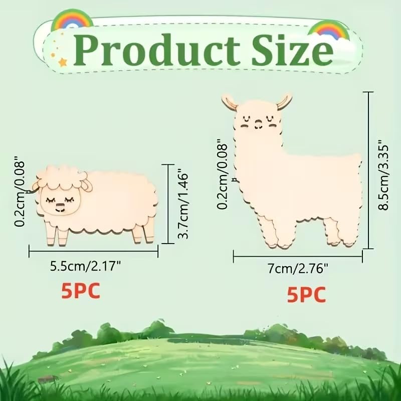 10 Pcs Wooden Sheep & Alpaca Thread Spools – Animal-Shaped Embroidery Floss Bobbins for Cross Stitch