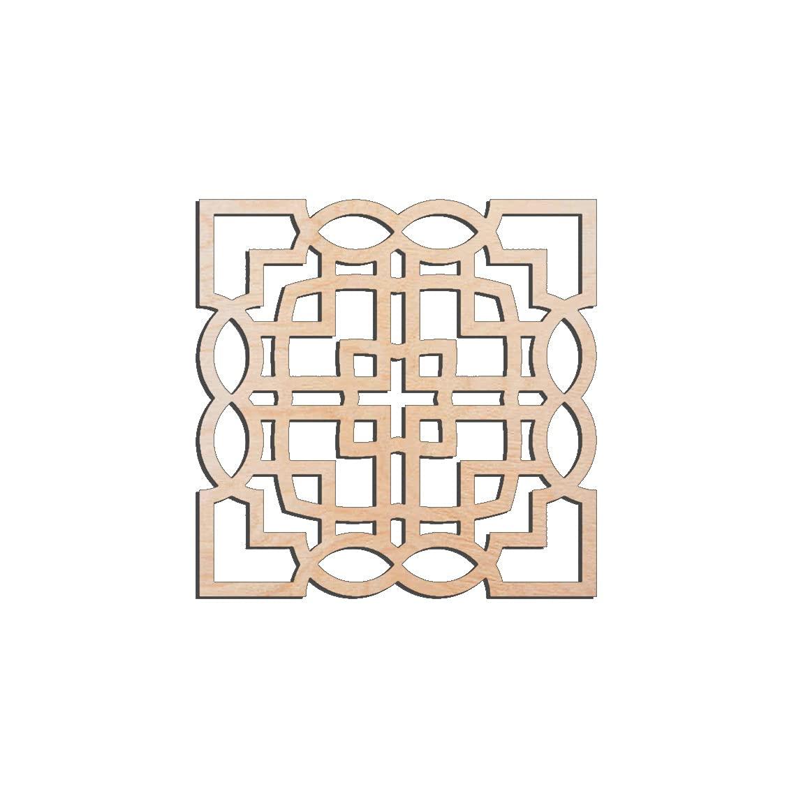 Haoser Wall Hanging Wooden Carved Panel for Room Partition, Cabinet Doors, Windows (Square Panel-6) - Haoser