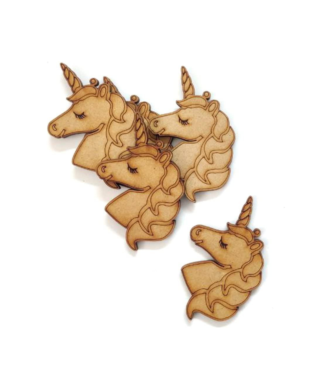 Haoser 10 Pieces Unfinished Wooden Unicorn Cutouts for Crafts, Wood Slices,Unicorn Cutouts?for Decoration,Unicorn Art kit for Kids - Haoser