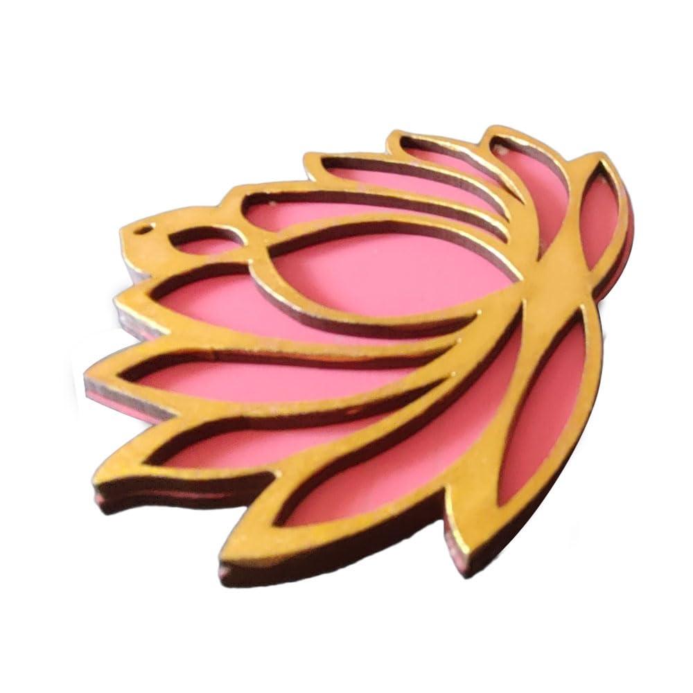 Haoser Wooden Lotus Flower Cutout | Lotus Cut-Out| DIY Rangoli Kit | Decoration for Diwali, Dashera | for Rangoli, Pooja, Decorations, Festival Gift, Wedding Decorations (Pink, 10) - Haoser