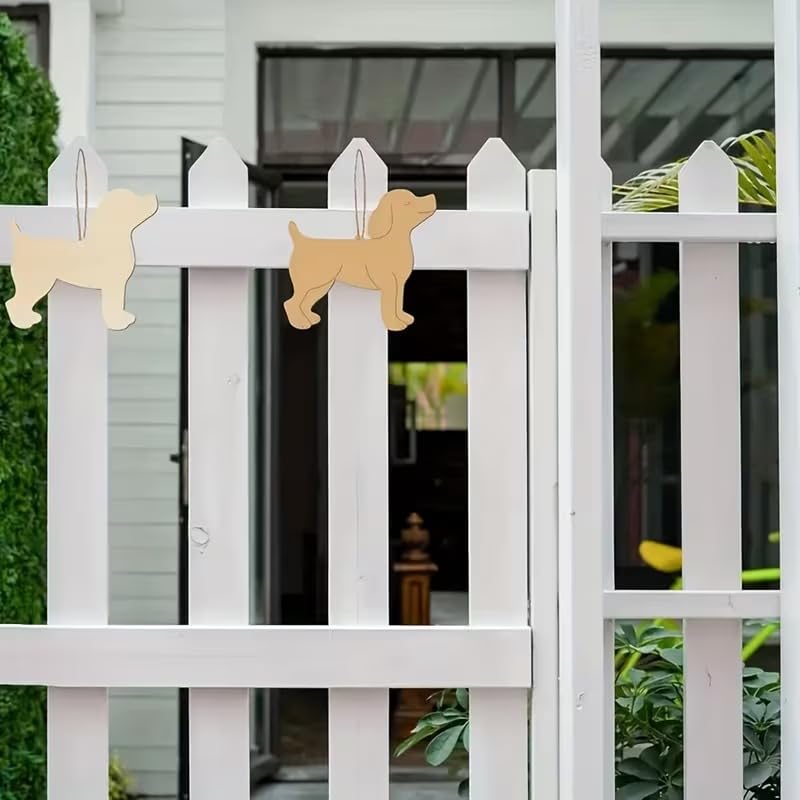 10 Pcs Wooden Dog Cutouts for Crafts | Unfinished Wood Puppy Shapes with Hanging Strings