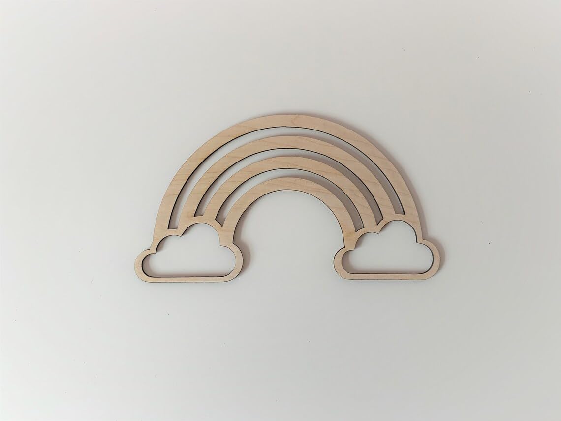 Pack of 3 Wooden MDF Rainbow with Cloud Macrame Outline | Rainbow Shape Base for DIY Crafts, Nursery Wall Decor, Kids Room Hanging | Size 10x5 inch