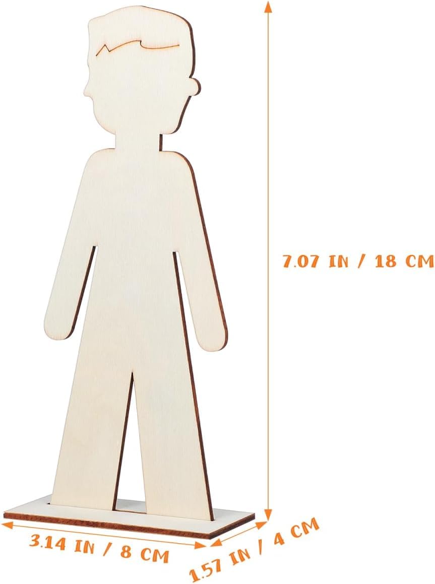 20 Pcs Wooden People Cutouts Unfinished People Centerpieces Boy Girl Slices Graffiti Painting