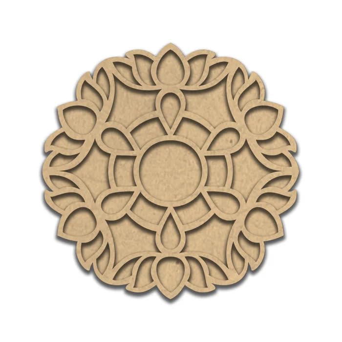 Wooden MDF Premarked Rangoli Cutout Stencils – 15 x 15 Inch Rangoli Mat for Diwali Decor