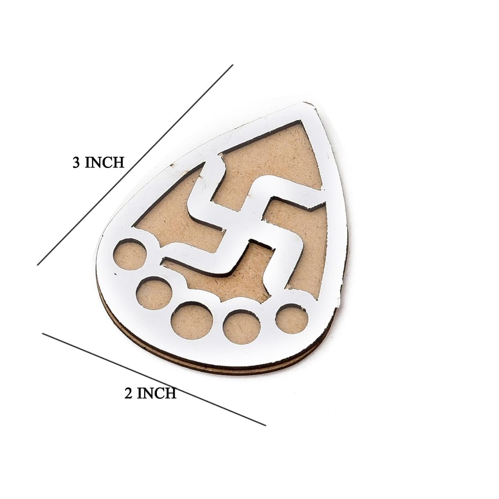 Pack of 12 Wooden Diwali Craft Cutouts – 2.7mm Pine MDF Swastik, Lotus, Feet & Diya Shapes for DIY Painting, Home Temple Wall Hanging, Festive Wedding Decoration & Rangoli Borders (3x3 Inch)