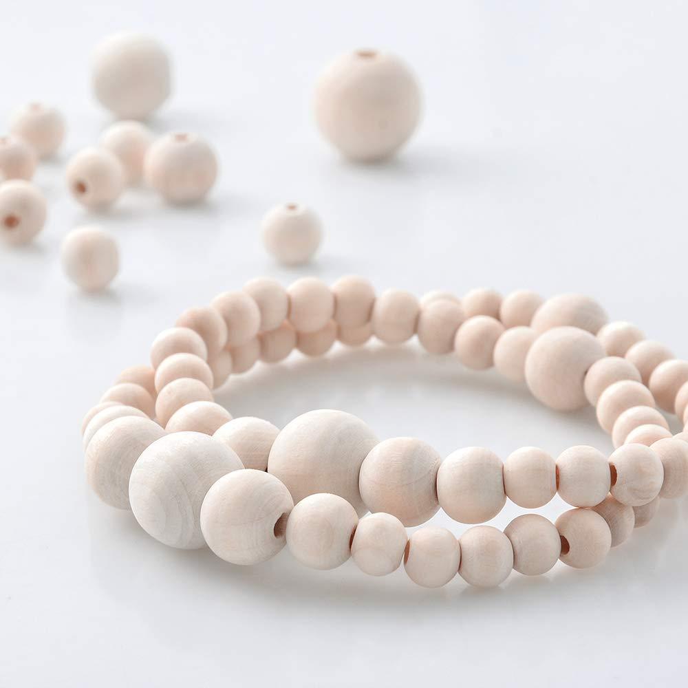 Haoser 100pcs 12 mm Natural Wood Beads Unfinished Round Wooden Loose Beads