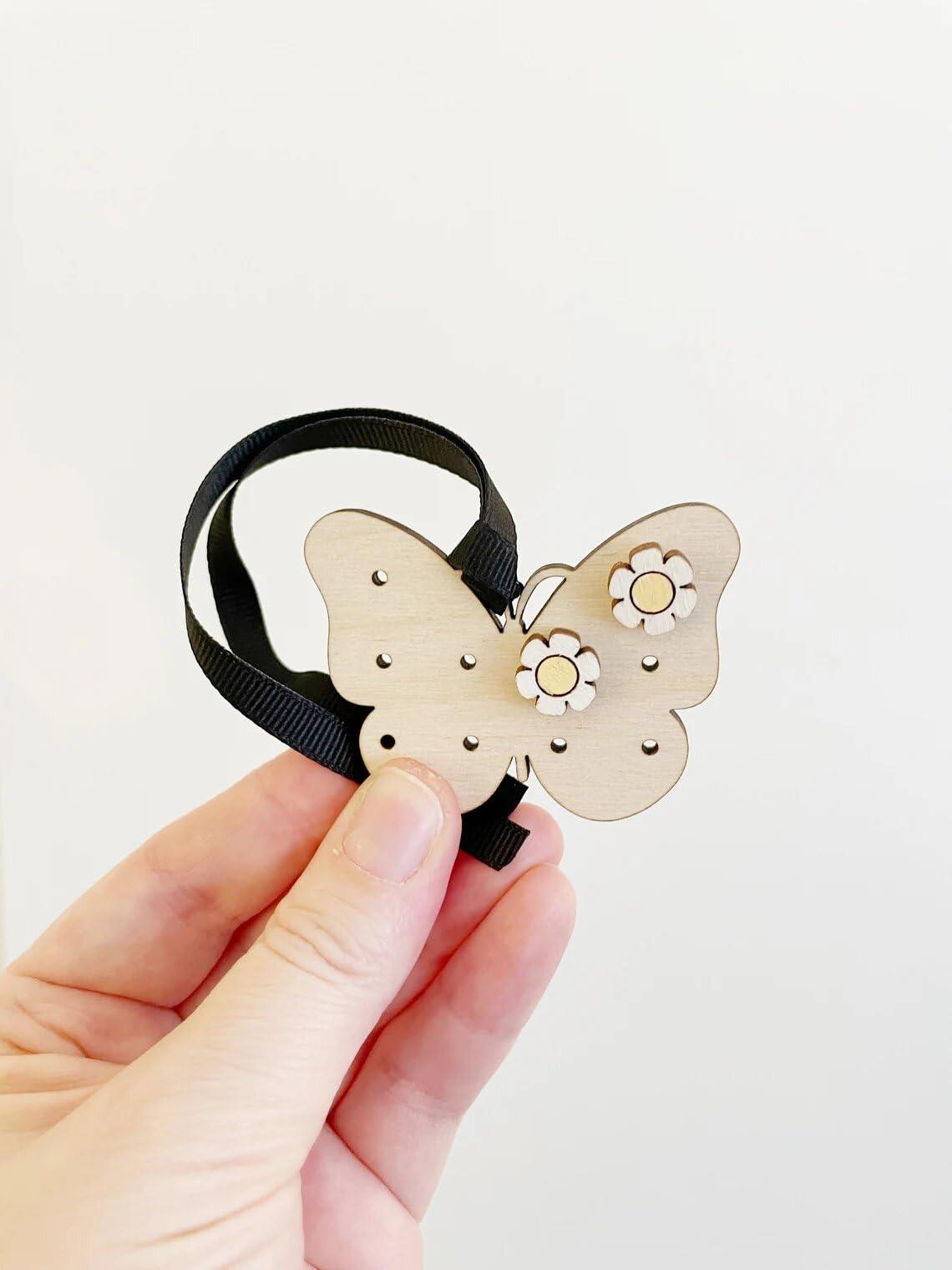 Haoser girls Travel Earring Holders Personalized Wood Stud Earring Holder Unicorn Llama Butterfly Rainbow Bunny,(Jewelry Organizer This must be a wonderful gift choice for any girl - Haoser