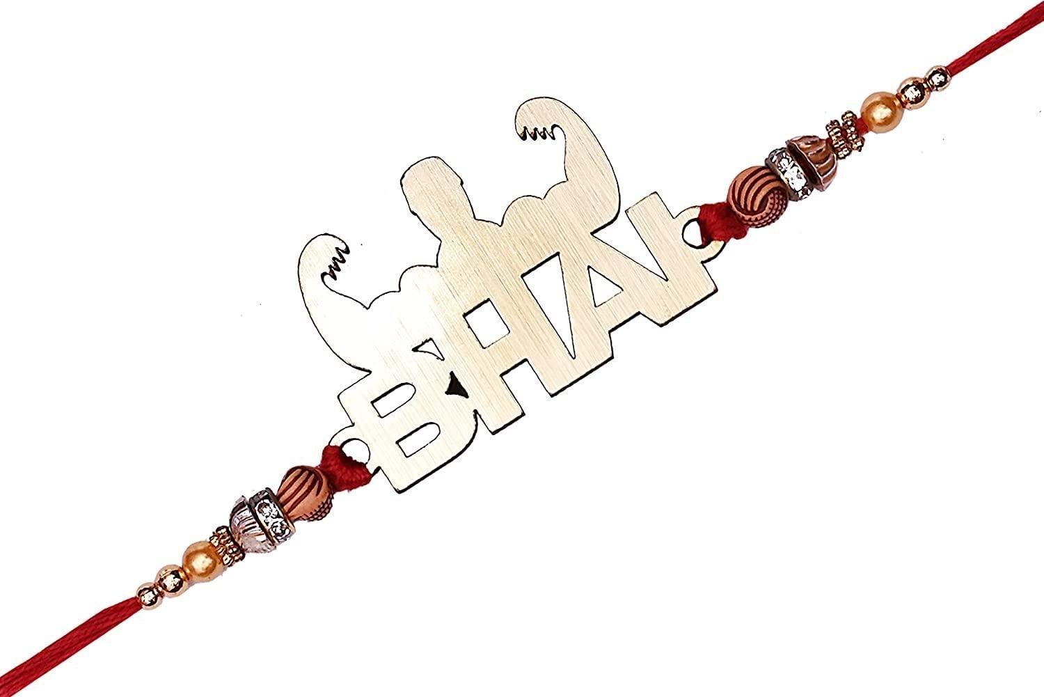 Haoser Wooden Designer Rakhi Set Of 5 Rakhi for Brother Handmade Rakhi for Kids Wooden Rakhi Gym Bhai Rakhi Raksha Bandhan spacail. - Haoser