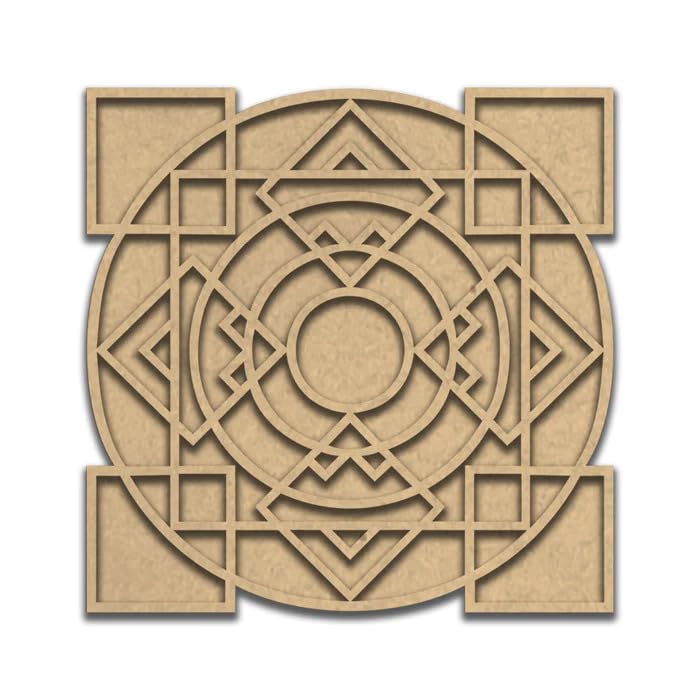 Wooden MDF Premarked Rangoli Cutout Stencils – 15 x 15 Inch Rangoli Mat for Diwali Decor