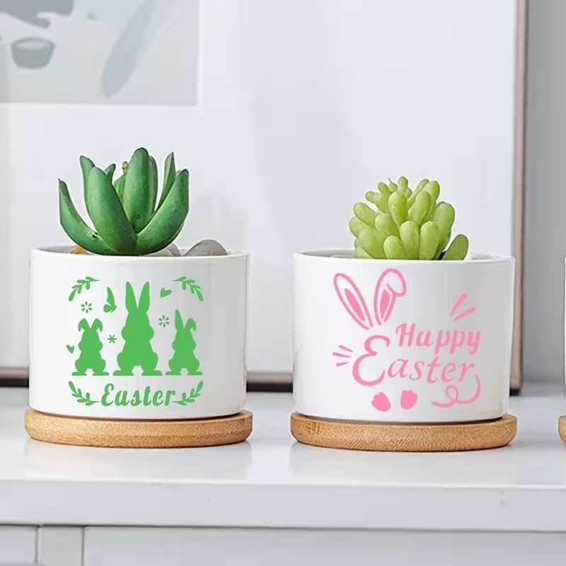 4-Pack Easter Rabbit Stencil Templates (5.91 x 5.91 Inch) | Reusable Bunny Painting Stencils for Wall Decor