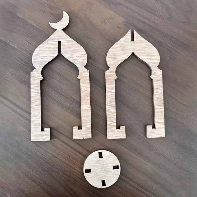 Wooden Ramadan Candle Holder Lantern for Home Decor | Unfinished Decorative Tabletop