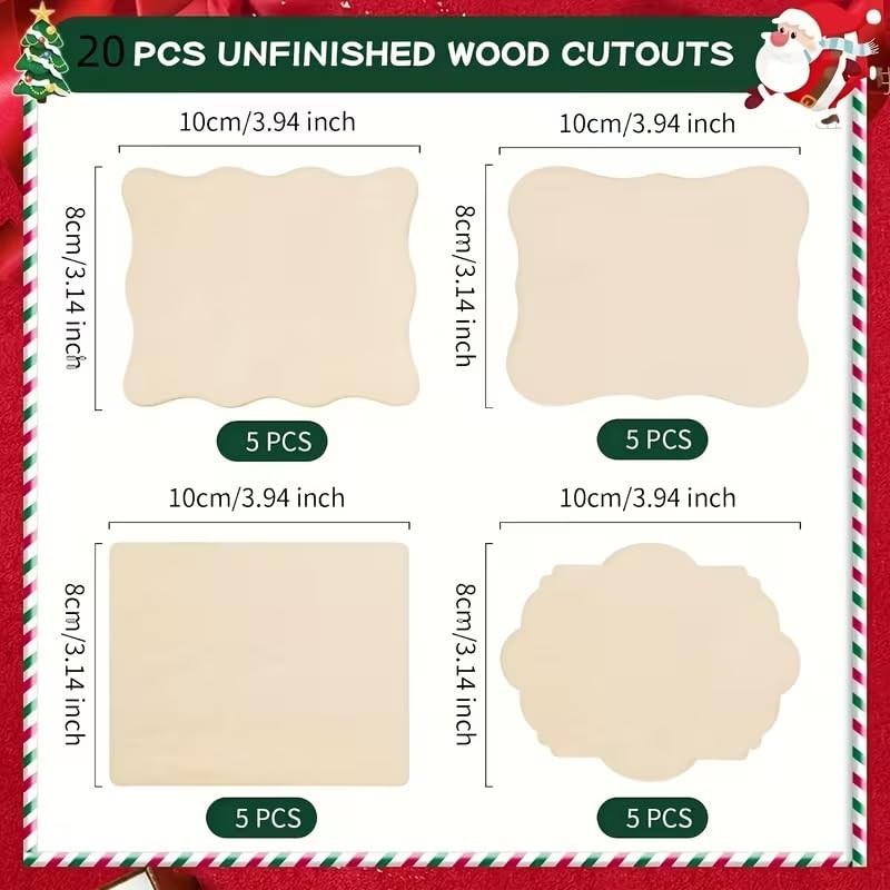 20 Pcs Wooden Cutouts for Crafts | Wooden Blanks for DIY Painting, Coasters, Home Decor, Decoration & Wood Carving | Wooden Cutouts for Crafts