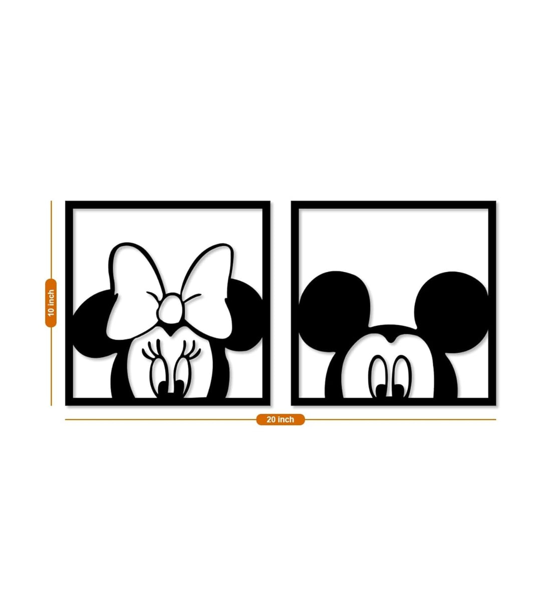 2 Pcs Cartoon Mouse Ear Wooden Wall Decor | Black Minimalist Kids Room Wall Art for Nursery