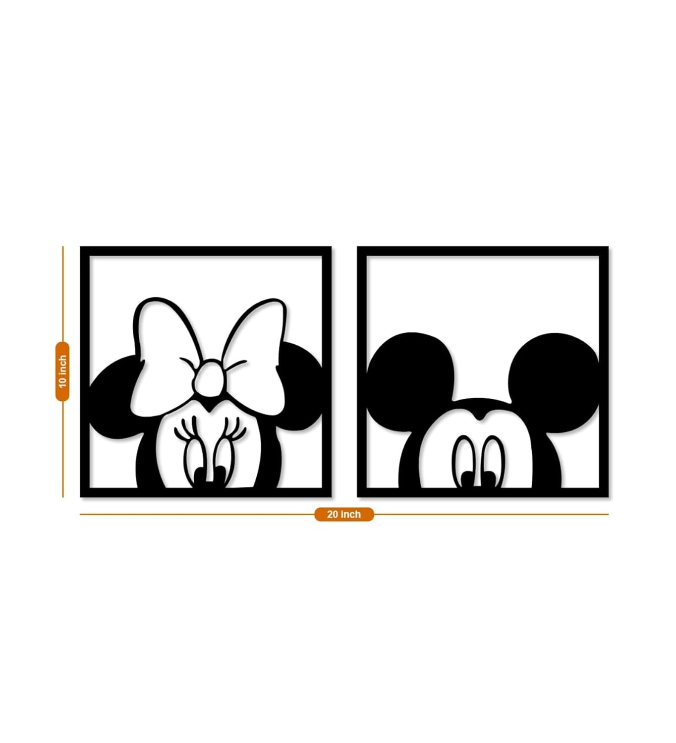 2 Pcs Cartoon Mouse Ear Wooden Wall Decor | Black Minimalist Kids Room Wall Art for Nursery