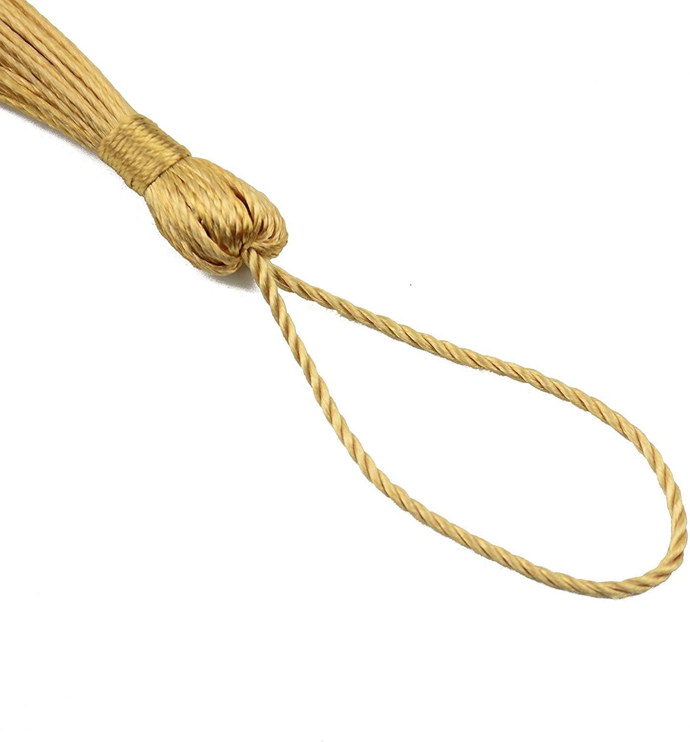 Haoser Golden 50 Psc 13cm/5 Inch Silky Floss Craft Tassels, Handmade Tassel with Loop for Jewelry Making Souvenir, Bookmarks, DIY Craft Accessory - Haoser