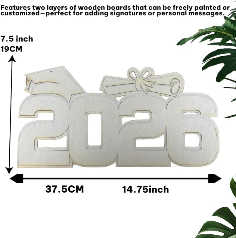 Class of 2026 Graduation Wooden Sign | 2-Layer Unfinished Wood Hanging Decor