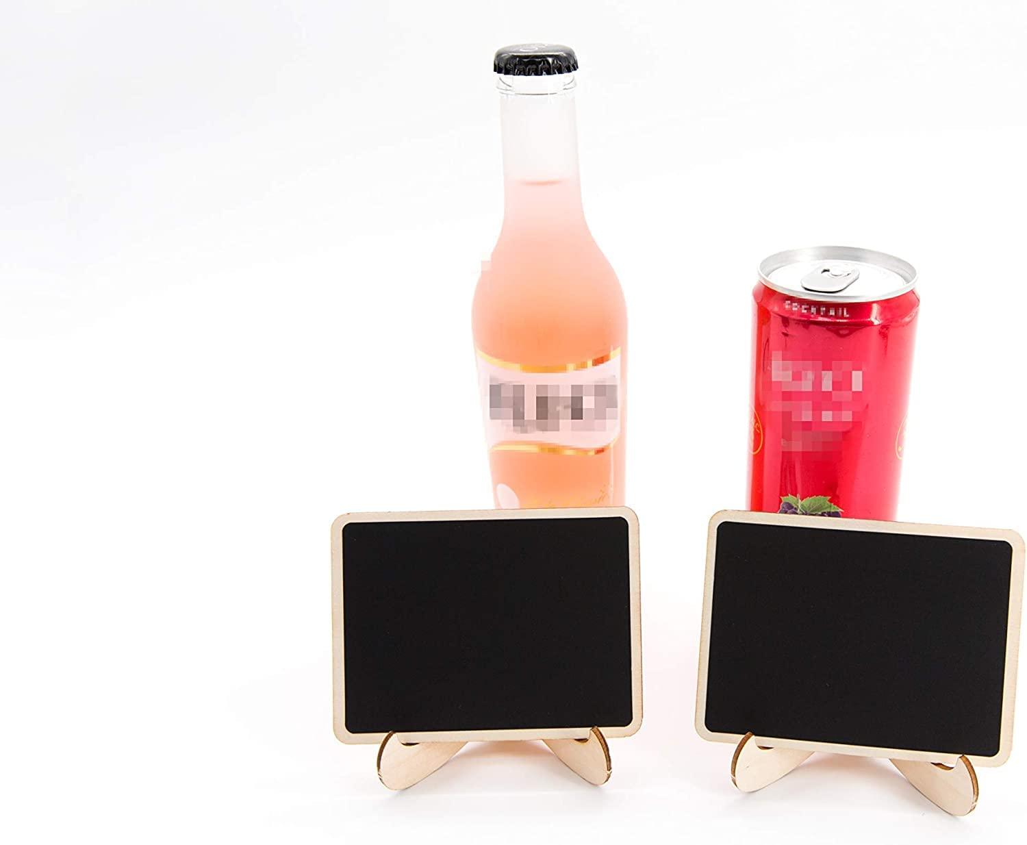 Haoser 10 Pack Mini Chalkboards Signs with Easel Stand, Small Rectangle Chalkboards Blackboard, Wood Place Cards for Weddings, Birthday Parties, Message Board Signs and Event Decoration - Haoser