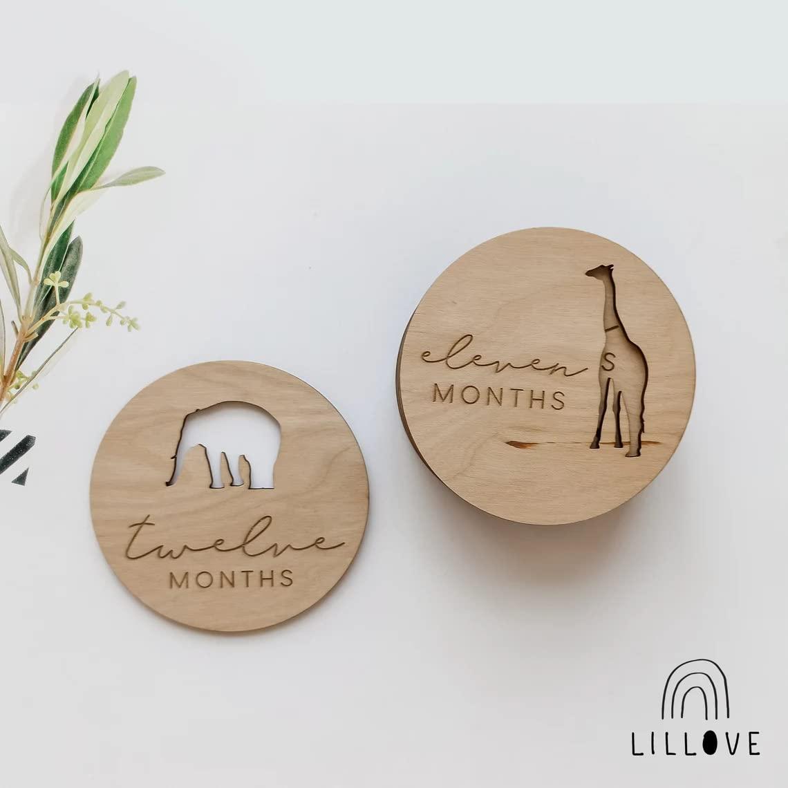 Haoser Baby Milestone Cards, Newborn Photography Plaque, Wood Monthly Milestones for Baby Photos, Wooden Baby Gifts, Baby Shower Gift, Gender Neutral Gift - Haoser