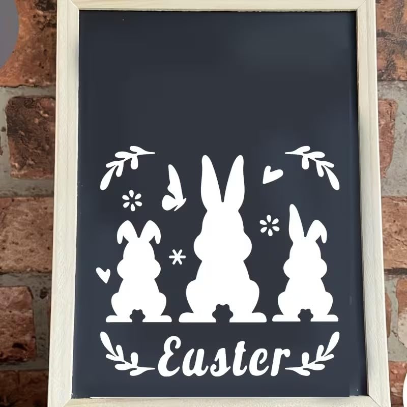 4-Pack Easter Rabbit Stencil Templates (5.91 x 5.91 Inch) | Reusable Bunny Painting Stencils for Wall Decor