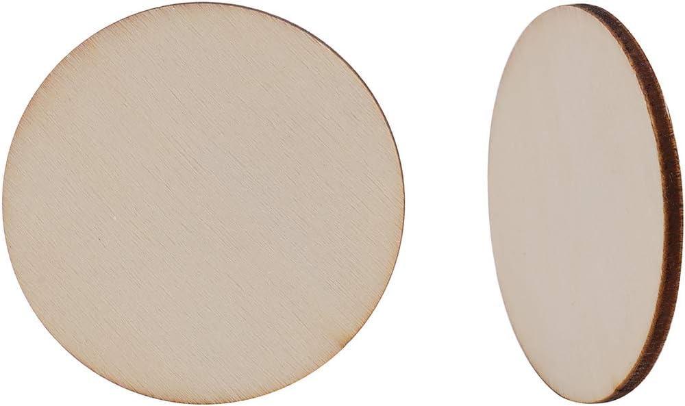Haoser 100 Pieces 1 Inch Unfinished Wood Craft Circle Cutouts Round Natural Wooden Disc Circles Slices for DIY Crafts and Decoration - Haoser