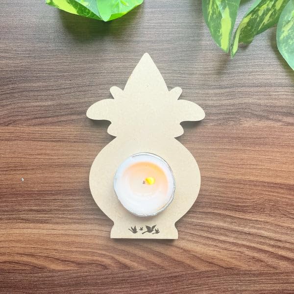 2 Pcs Wooden MDF Tea Light Holder 6x6 Inch – 3 Layered Nested Mandala Design Candle Holder for Diwali, Pooja, Home Decor