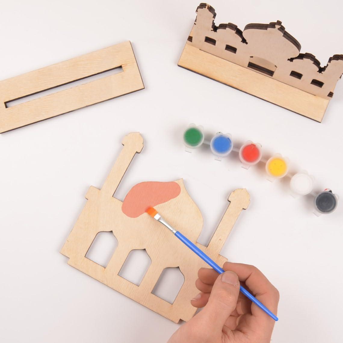 Curious Button Beautiful DIY Wooden Masjid Shape for Home Decoration, Eid Preparation, Ramadan Decoration Eid Gifts Islamic Decoration Gifts, Paint Your Own Banner (Masjid, Moon, Star, Lantern) - Haoser