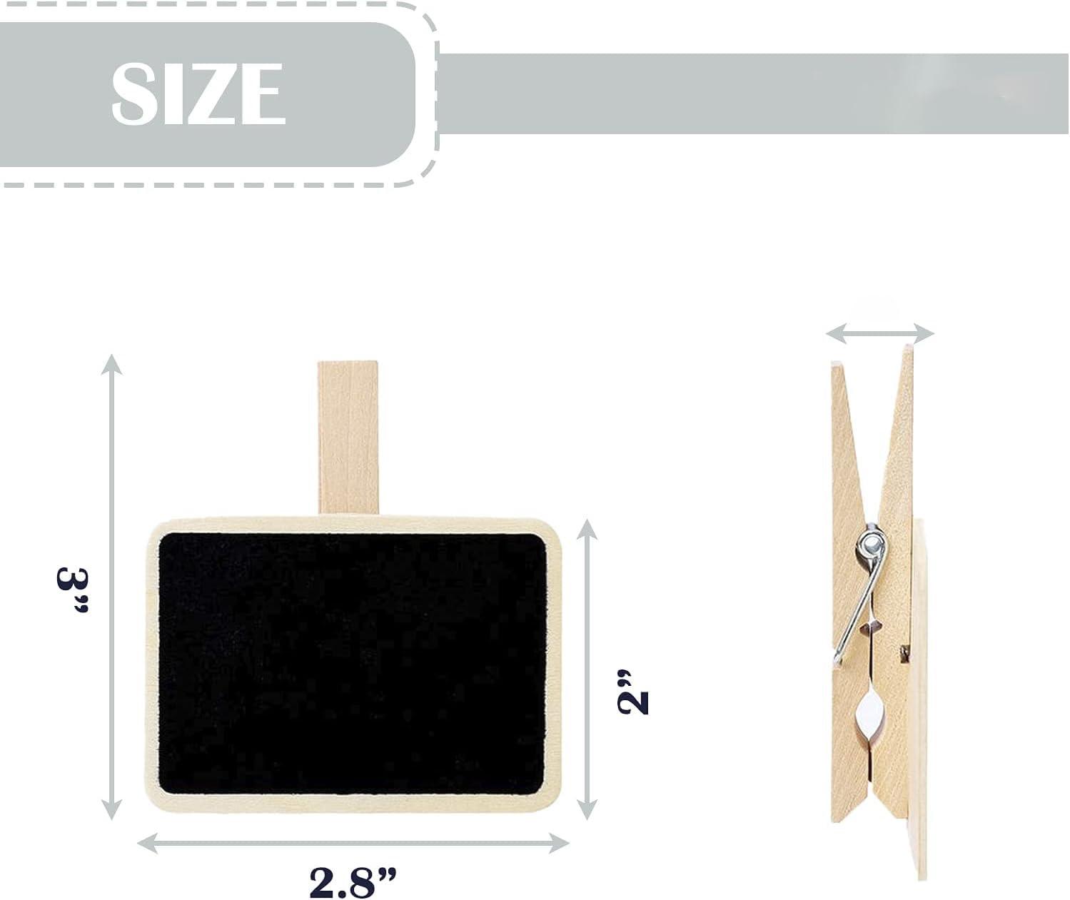 Haoser 12 Mini Retangle Chalkboard Blackboard with Wooden Clip Message Board Signs and Labels Clips|Mini Chalkboard Signs for Food, Memo, Note Taking, Label Signs, Party - 2.7X2 in - Haoser