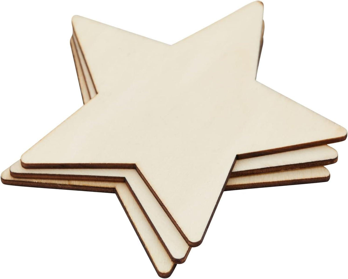 Haoser Star MDF Pine Wood 1 inch -2.5 mm Thick Wood Stars for Crafts, Unfinished Wooden Star Cutouts,Star Wood Slices Board for Resin Art, Mandala Art, Pyrography, Painting - Haoser