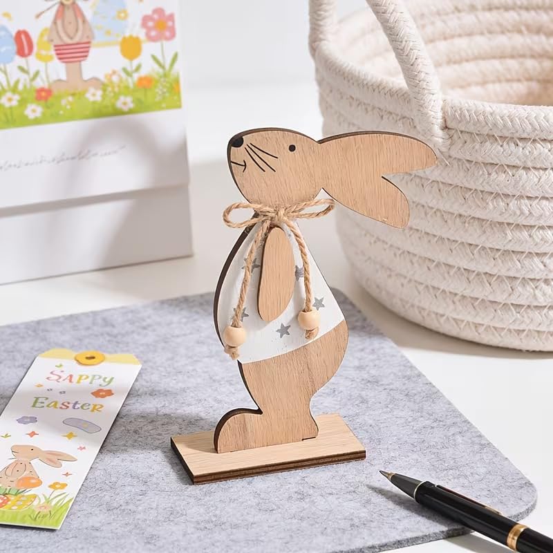 4 Pcs Wooden Easter Rabbit Table Centerpieces – Bunny Spring Decoration for Table