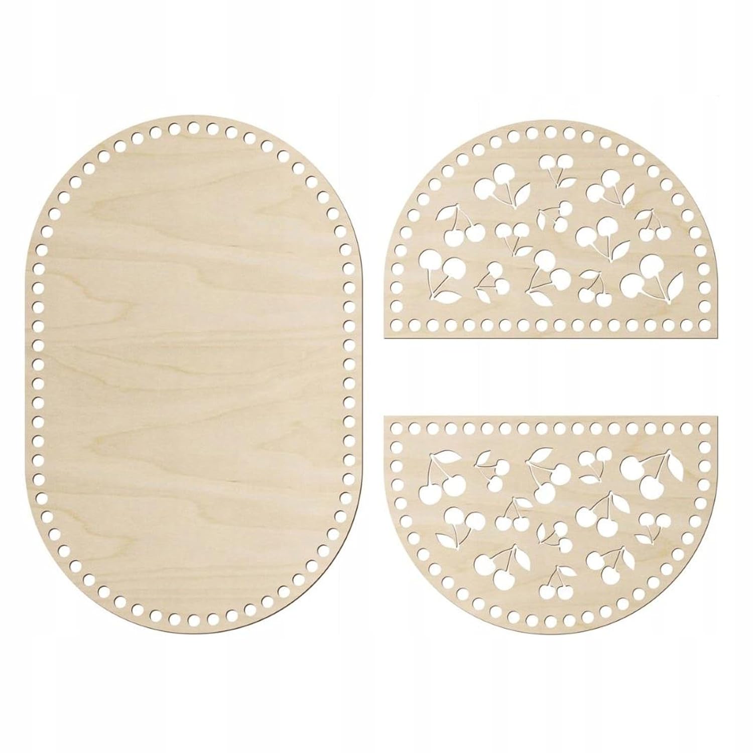 Pack of 3 Wooden Basket Base & Lid Set for Crochet DIY Crafts | Picnic Basket Base Kit