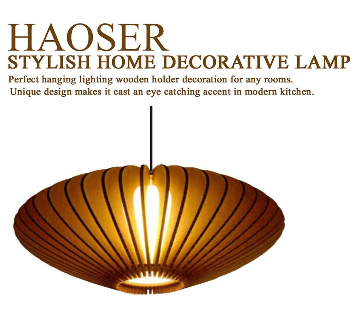 Haoser Wooden One Light Hanging Ceiling Lamp for Living Room, Distressed Pine MDF Wood Pendant Lighting Fixtures, Dining Room, Bedroom and Foyer (LxW-20x24inch) - Haoser