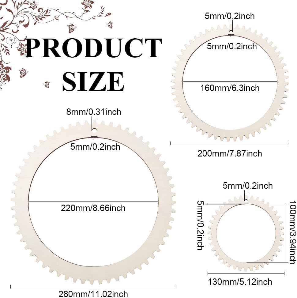 3 Sizes Wooden Weaving Loom Kit | 5/7.8/11 Inch Round Gear Shape DIY Knitting Looms for Wall Hanging Tapestry & Handmade Woven Crafts