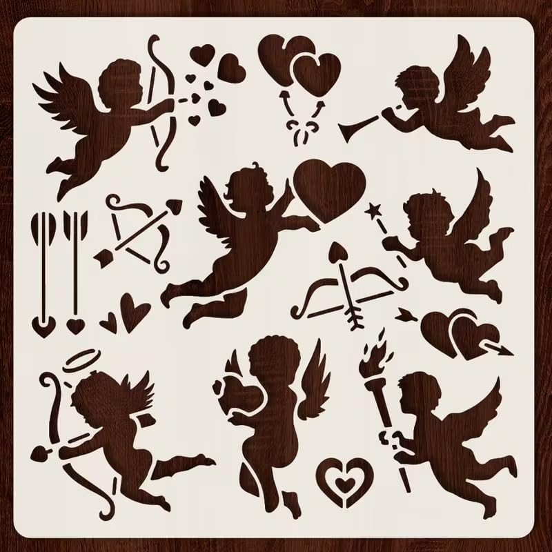 Cupid Love Painting Stencil 6 x 6 Inch | Reusable Craft Stencil | Valentine Cupid Template for Wall Painting