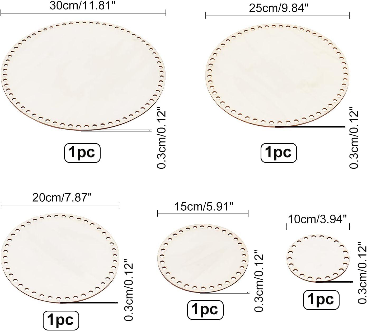 Haoser 2 Sizes Natural Wooden Basket Bottom, 7.8 5.9 Inch Circle Blank Crochet Basket Wood Base for DIY Basket Weaving Supplies Craft Making Home Decoration, Crochet Basket Wood Base. - Haoser
