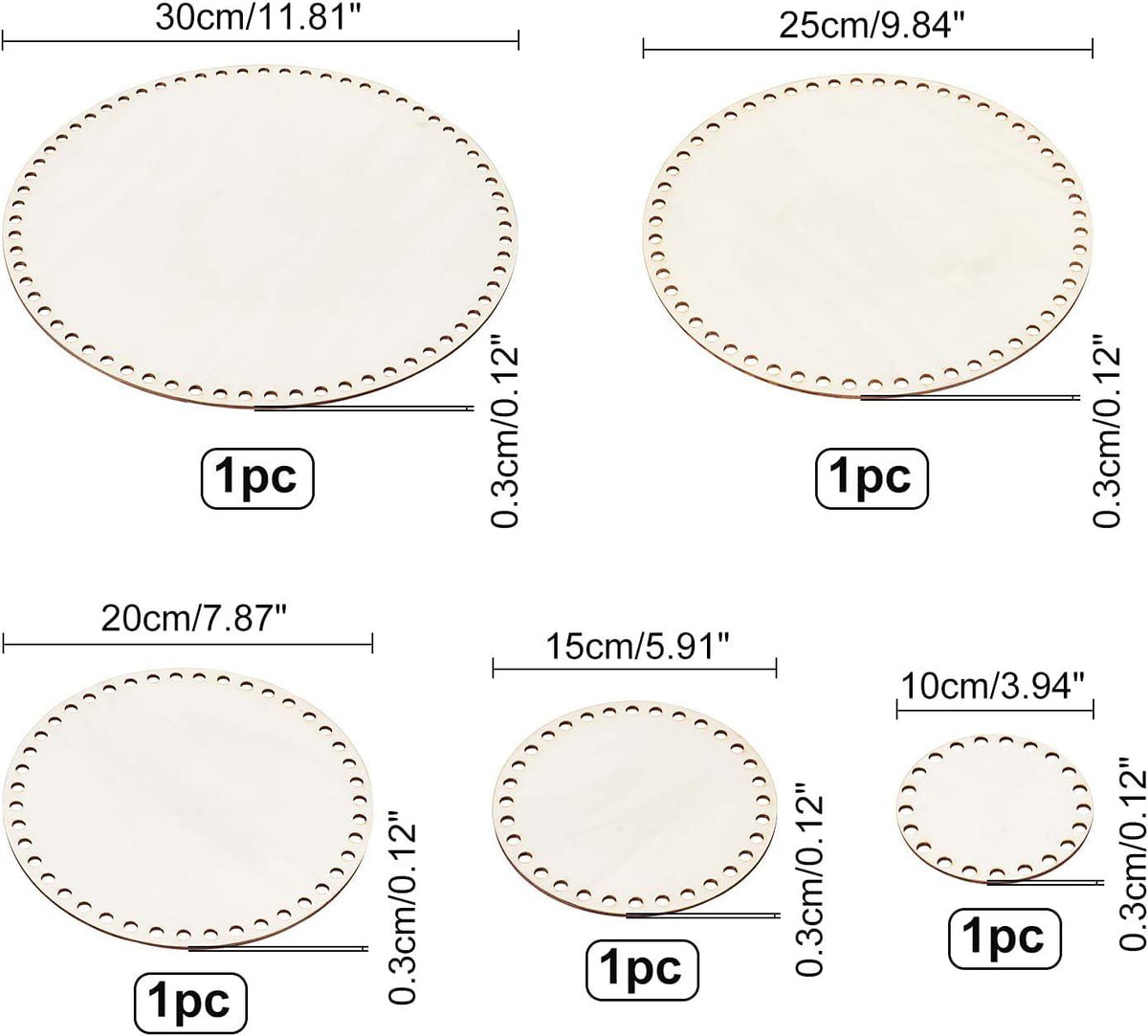 Haoser 2 Sizes Natural Wooden Basket Bottom, 7.8 5.9 Inch Circle Blank Crochet Basket Wood Base for DIY Basket Weaving Supplies Craft Making Home Decoration, Crochet Basket Wood Base. - Haoser