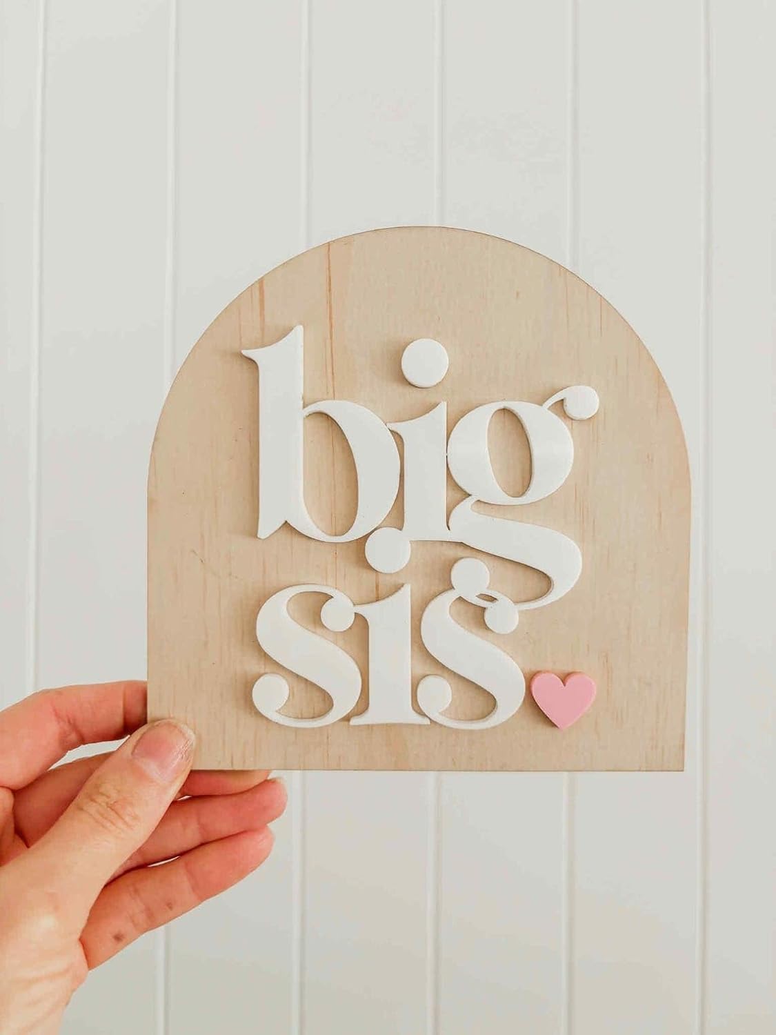 Pack of 4 Big/Little Brother & Sister Plaques – Wooden Baby Announcement Keepsake Signs, Bro Sis Pregnancy Reveal Plaques for Sibling Photo Props & Nursery Decor, 4 Inch