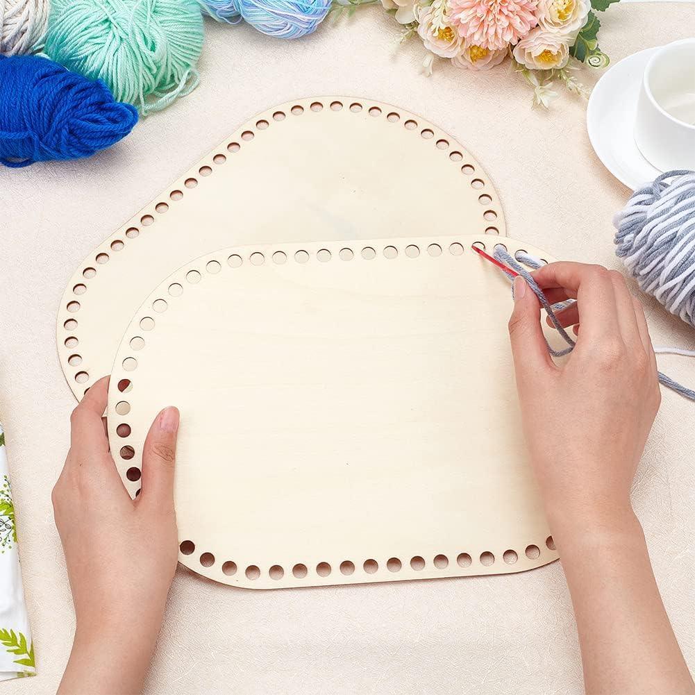 Haoser 2 Sizes Natural Wooden Basket Bottom, 7.8 5.9 Inch Circle Blank Crochet Basket Wood Base for DIY Basket Weaving Supplies Craft Making Home Decoration, Crochet Basket Wood Base. - Haoser