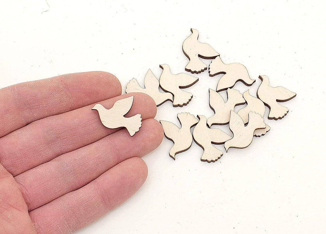 Haoser 12 Pieces Birds Cutouts Shaped Wood DIY Craft Cutout Hanging Ornaments with Hole Hemp Ropes Gift Tag for Wedding Birthday Christmas Decoration - Haoser