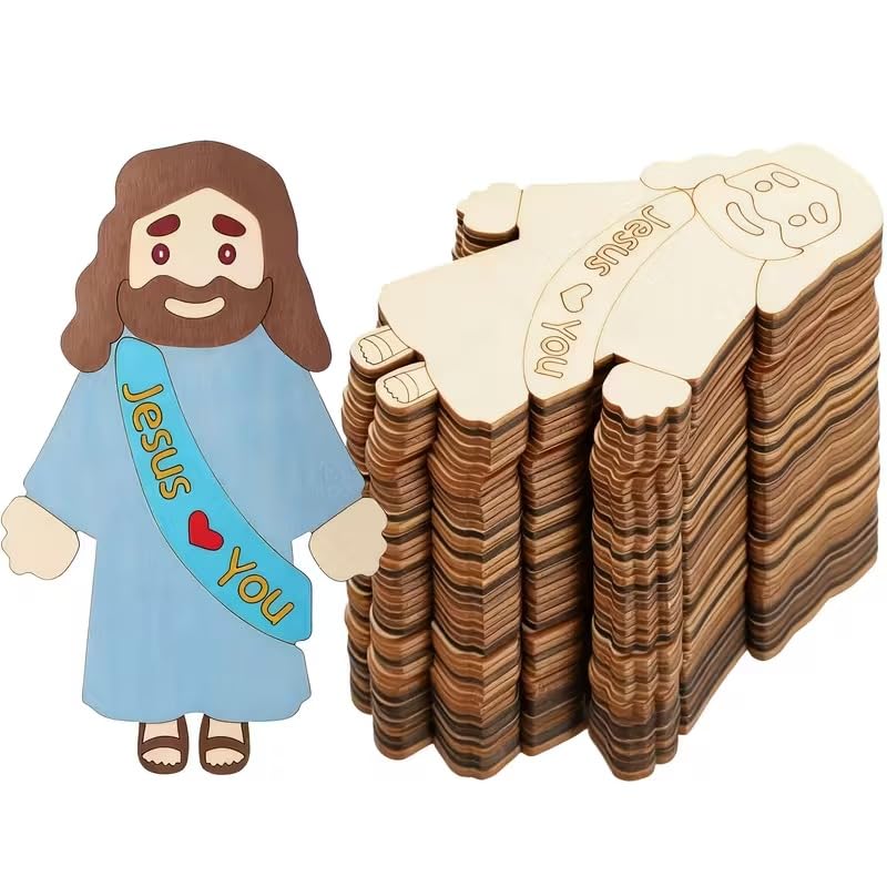 12 Pcs Wooden Figurine Set – Hand-Painted Style Mixed Color Wooden Figures for Crafts