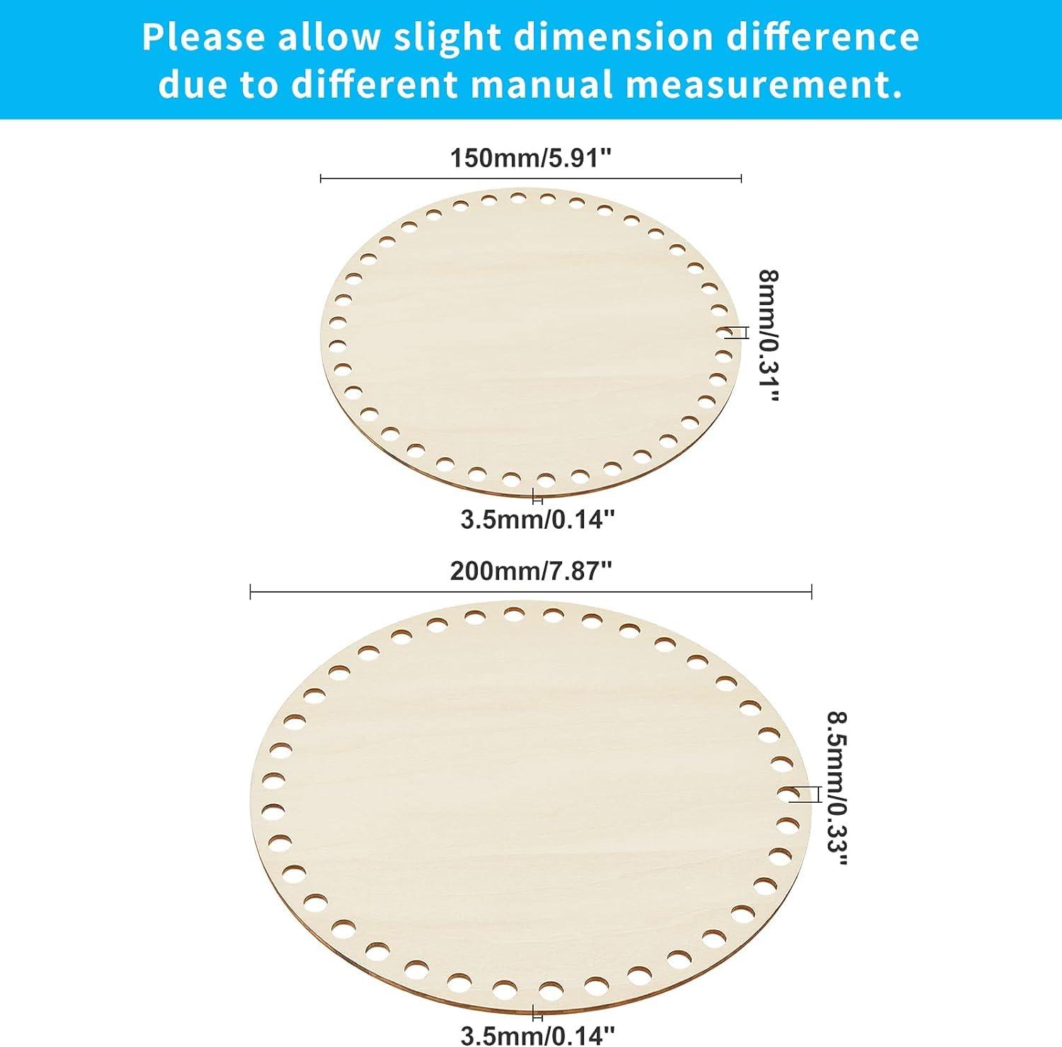 Haoser 2 Sizes Natural Wooden Basket Bottom, 7.8 5.9 Inch Circle Blank Crochet Basket Wood Base for DIY Basket Weaving Supplies Craft Making Home Decoration, Crochet Basket Wood Base. - Haoser