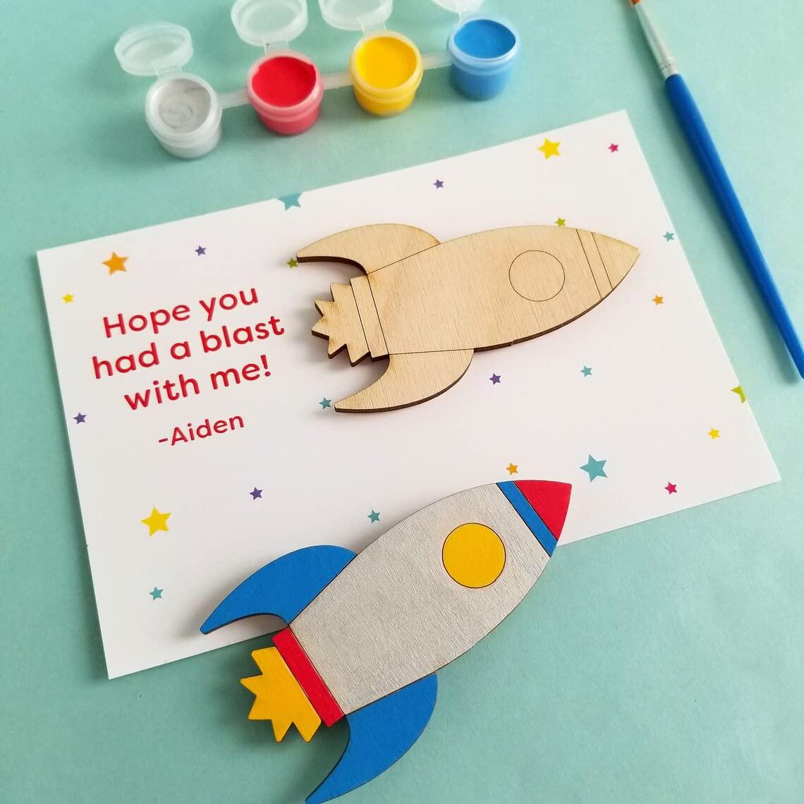 Haoser Craft Items for Kids, Kids Drawing Art Kit, Rocketship Paint kit, Out of This World Favor, Custom Kid Birthday Gift, Baby's Birthday Return Gifts Pack 5 - Haoser